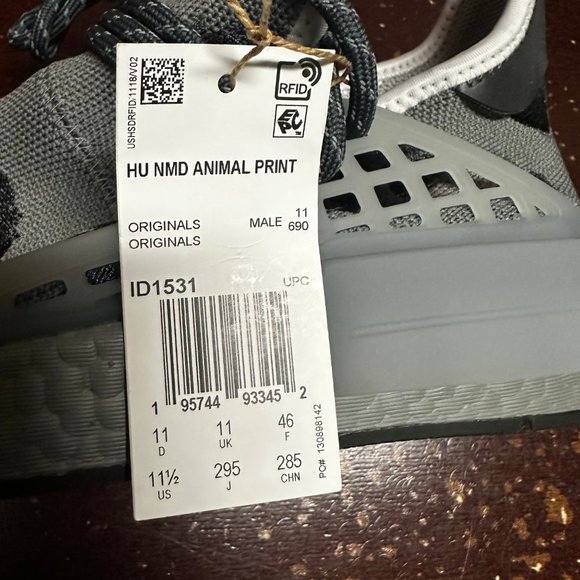Adidas Mens Ash Gray Hu NMD Animal Print ID1531 Lace Up Sneaker Size US 11.5 - Picture 6 of 6